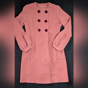 Elegant Pink Double-Breasted Peacoat